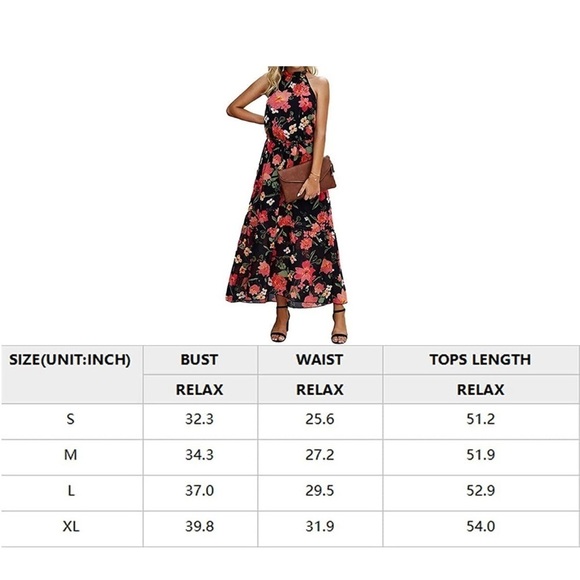 Floral halter maxi dress with chai waist from Amazon PRETTYGARDEN size medium - Picture 3 of 6